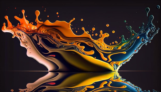 Abstract paint wave liquid backdrop water design pattern generative AI