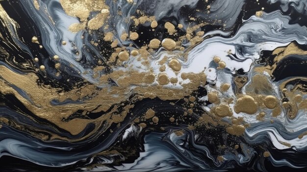 An abstract painting in black and gold colors Generative ai