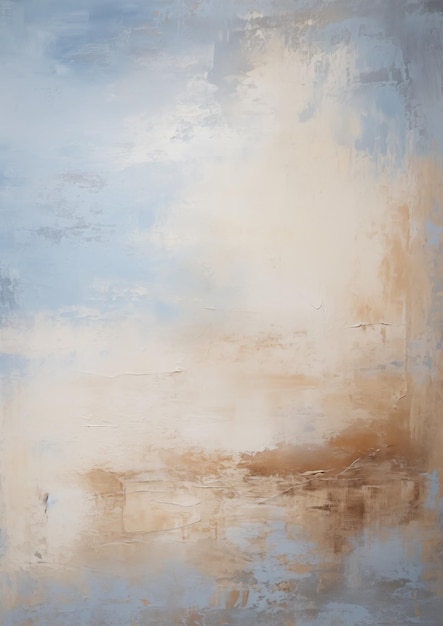 Abstract Painting in Blue Beige and Brown