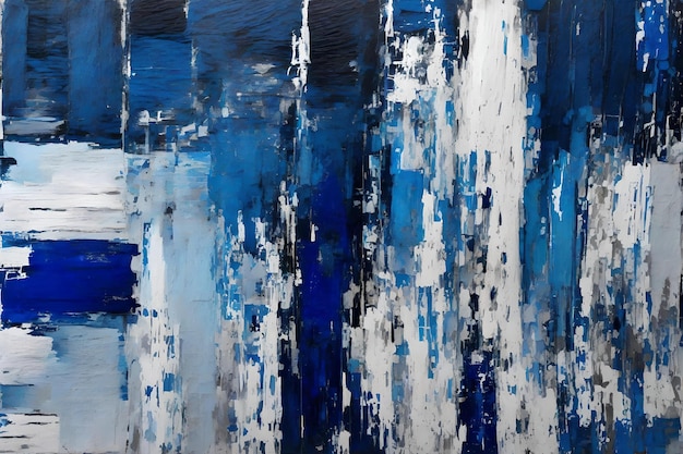 Abstract painting blue black and gray white