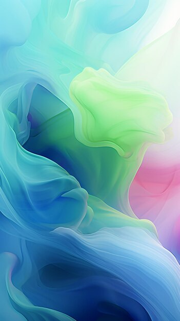 abstract painting of a blue and green swirl with a pink background generative ai