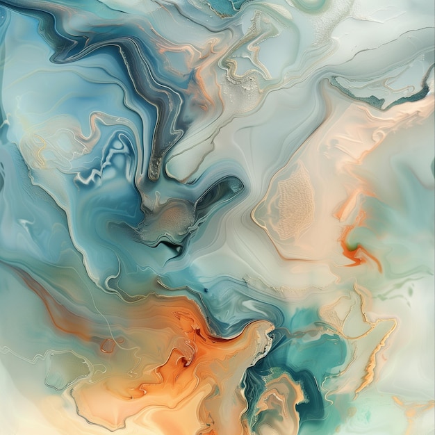 abstract painting of a blue and orange swirl with a white background generative ai
