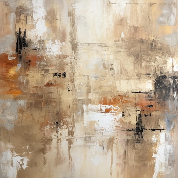 Abstract painting of a brown and white landscape with a red sky generative ai