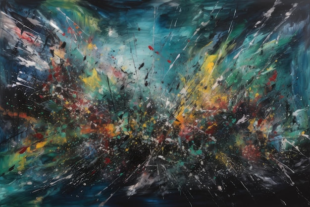 Abstract painting capturing the movement and energy of a meteor shower created with generative ai