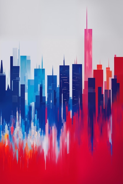 Abstract painting of a city landscape