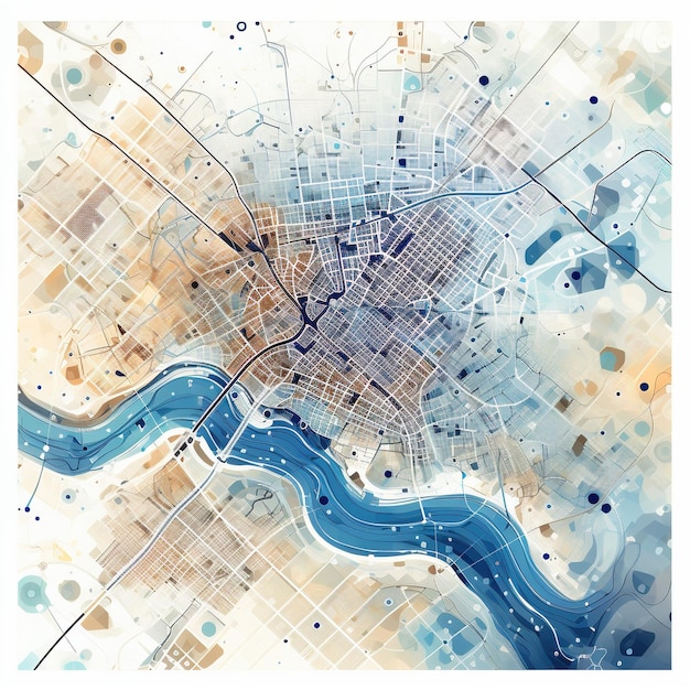 Abstract painting of a city map