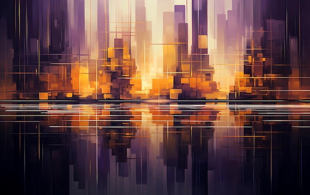 Photo abstract painting of the city skyline