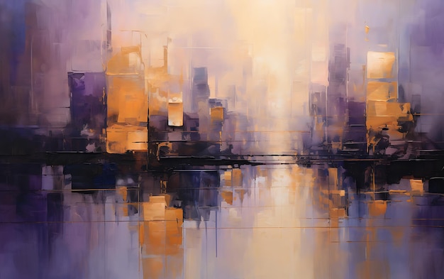 abstract painting of the city skyline