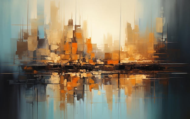 abstract painting of the city skyline