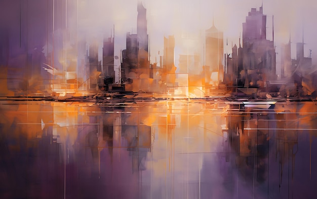 abstract painting of the city skyline