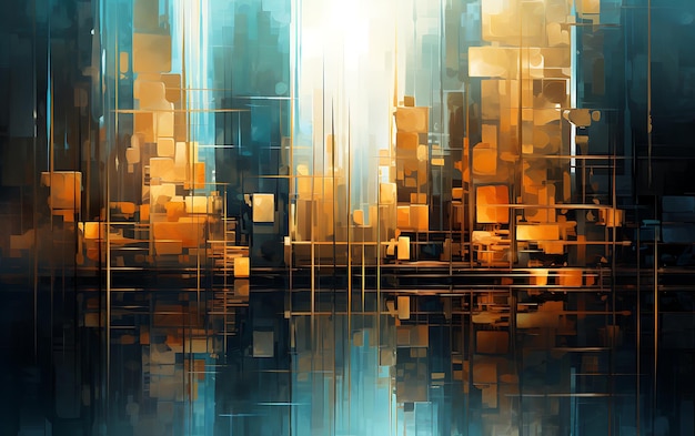 abstract painting of the city skyline