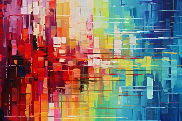 Abstract painting of a colorful cityscape with a red generative ai