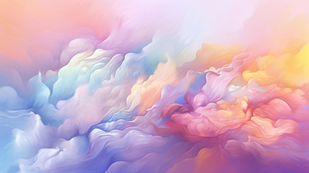 Abstract painting of a colorful cloud with a pink and blue center generative ai