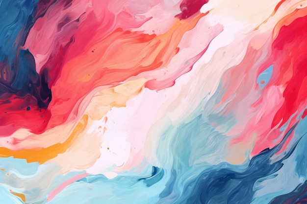 Abstract painting of a colorful fluid painting with a white background generative ai
