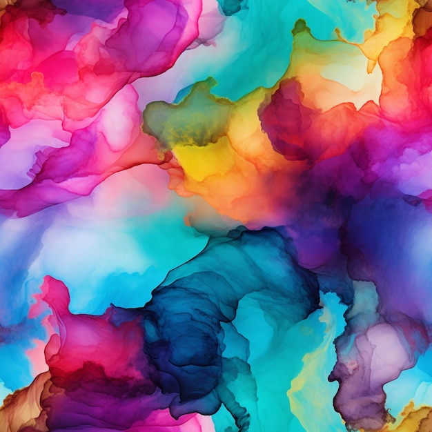 abstract painting of colorful inks in a multicolored background generative ai