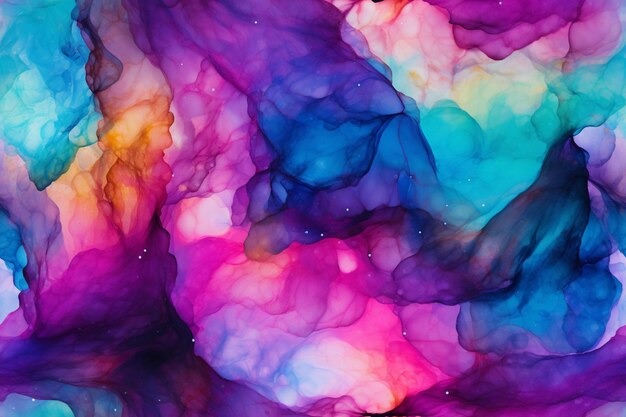 Abstract painting of a colorful liquid painting with a black background generative ai