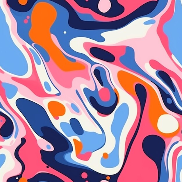 abstract painting of colorful shapes and colors on a blue background generative ai