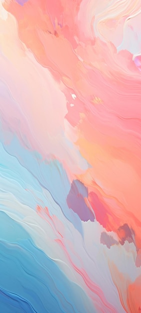 Abstract painting of a colorful sky with clouds and a plane generative ai