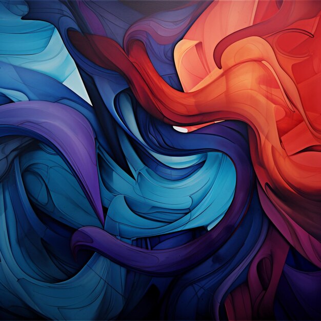 Photo abstract painting of a colorful swirl of colors on a black background generative ai