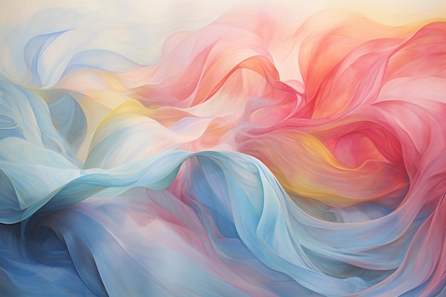 Abstract painting of a colorful swirl of flowing fabric AI Generative