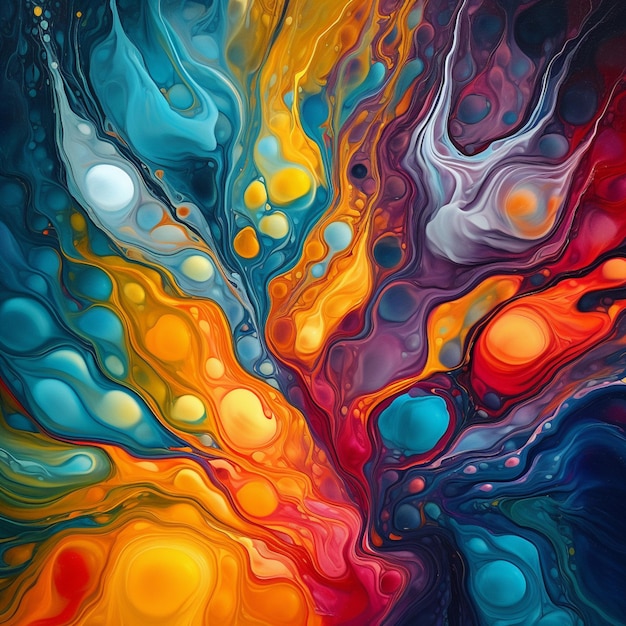 Abstract painting of a colorful swirl of liquid and water generative ai