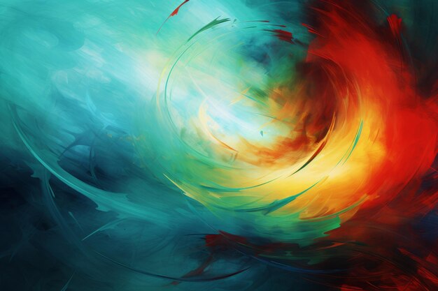 An abstract painting of a colorful swirl