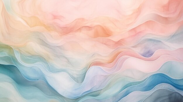 Abstract painting of a colorful wave pattern with a sky background generative ai