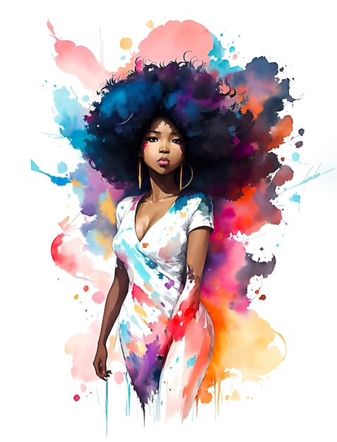 Abstract painting concept Colorful art portrait of a black woman