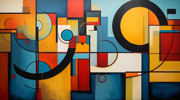 An abstract painting of different colors and shapes