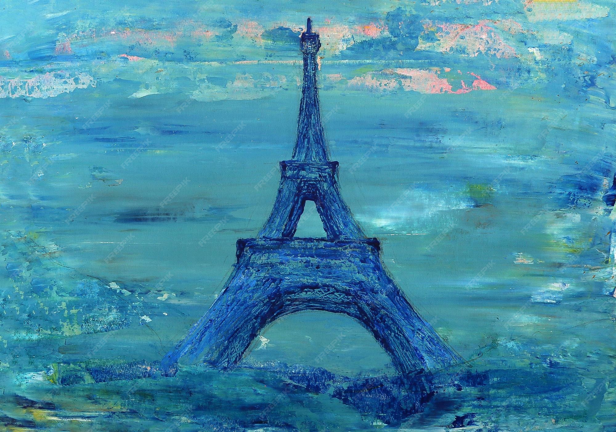 Premium Photo Abstract painting of the eiffel tower