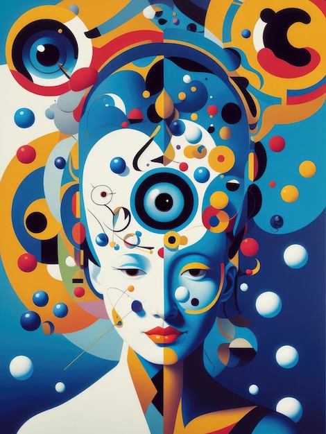 Abstract painting Face and geometric objects