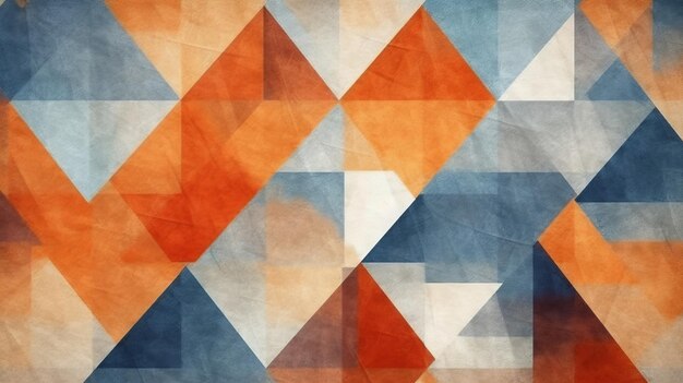 An abstract painting featuring orange and blue triangles Generative ai