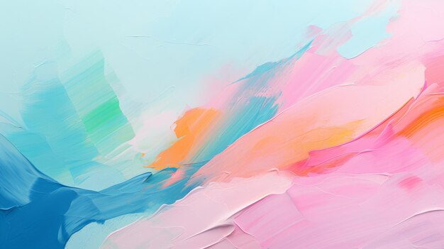 An abstract painting featuring vibrant colors of paint resembling colorful animation stills. the soft and dreamlike brushstrokes create an emotionally-charged atmosphere. the painting showcases a comb