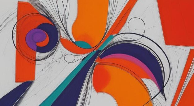 abstract painting featuring vibrant orange blue and purple colors