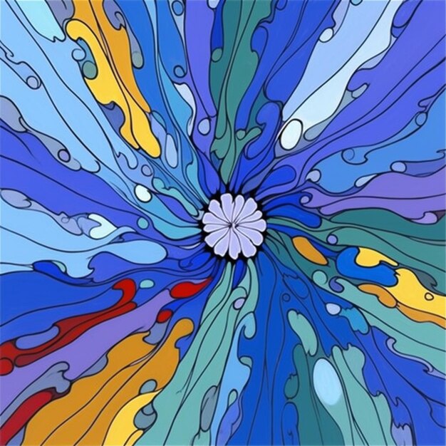 Abstract painting of a flower with many colors and shapes generative ai