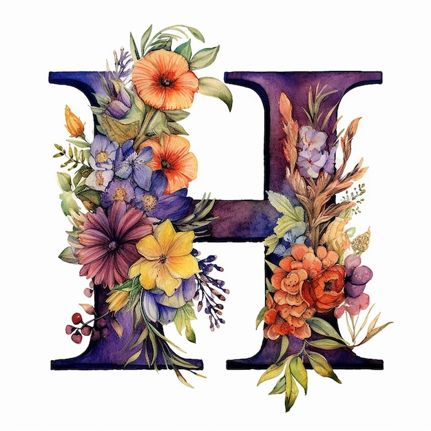 Premium Photo | Abstract painting flowers plant letters wreath