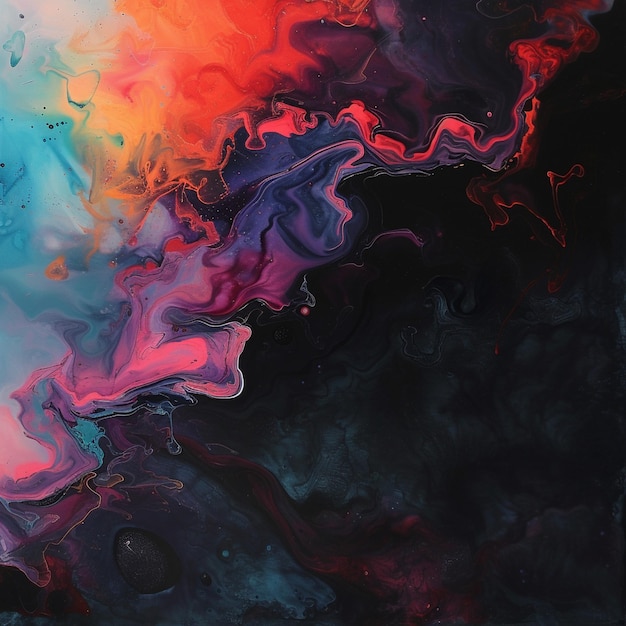 Abstract Painting Fluid Shapes in Bold Colors