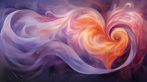 an abstract painting of a heart with swirls