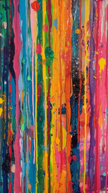 Abstract Painting of Multicolored Lines