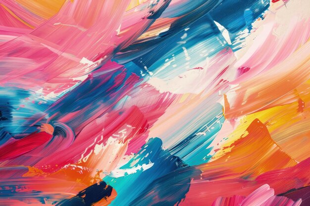 Photo an abstract painting of multicolored paint streaks