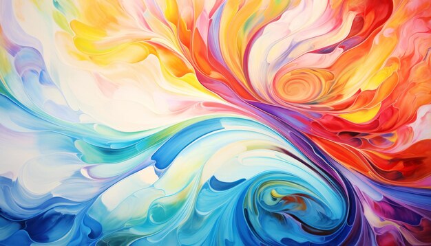 Фото Абстрактная живопись ярких вихрей цветов красочный динамический поток энергии генеративный ии