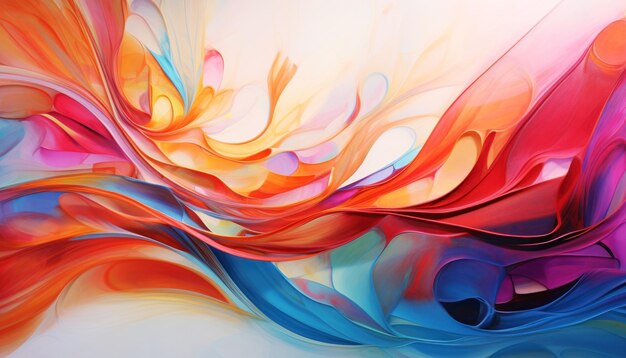 Фото Абстрактная живопись ярких вихрей цветов красочный динамический поток энергии генеративный ии