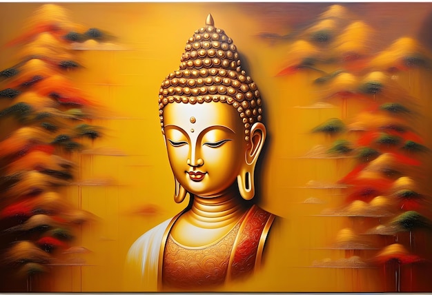 Abstract painting oil painting gold element gold Buddha girl highdefinition Chinese wind