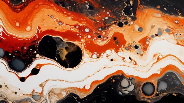 Abstract painting of orange black and white generative ai
