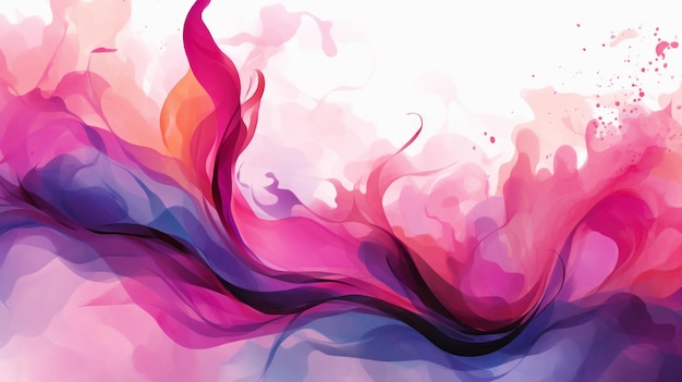 abstract painting of pink blue and purple colors on a white background