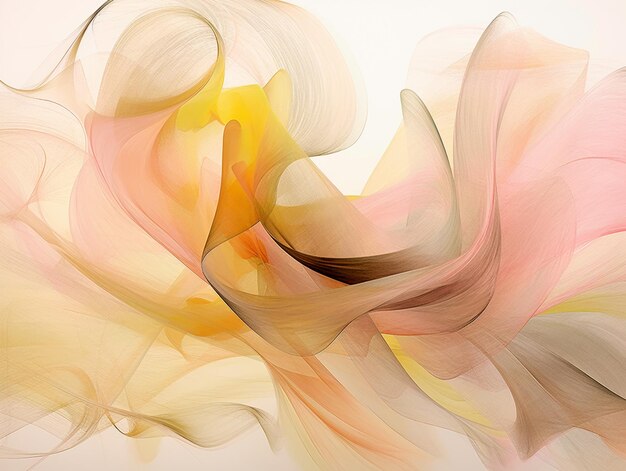 Abstract painting of a pink and yellow flower with a white background generative ai