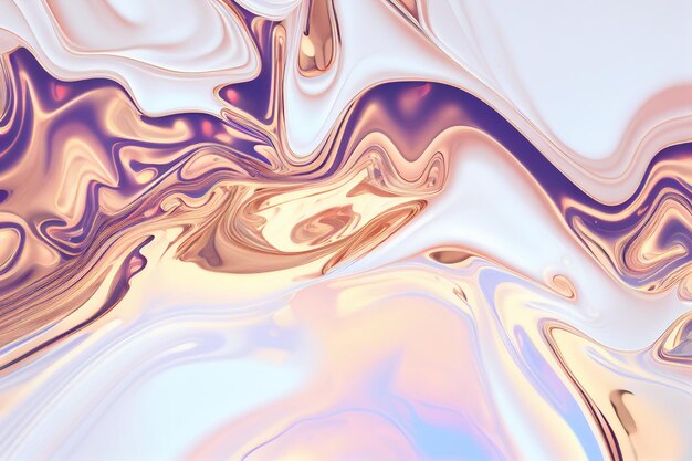 Abstract painting of a purple and gold swirl with a white background generative ai