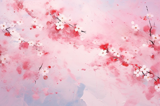 Abstract painting resembling cherry blossoms and strings