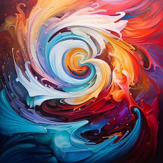 An abstract painting of swirling colors and geomet Ai generated art