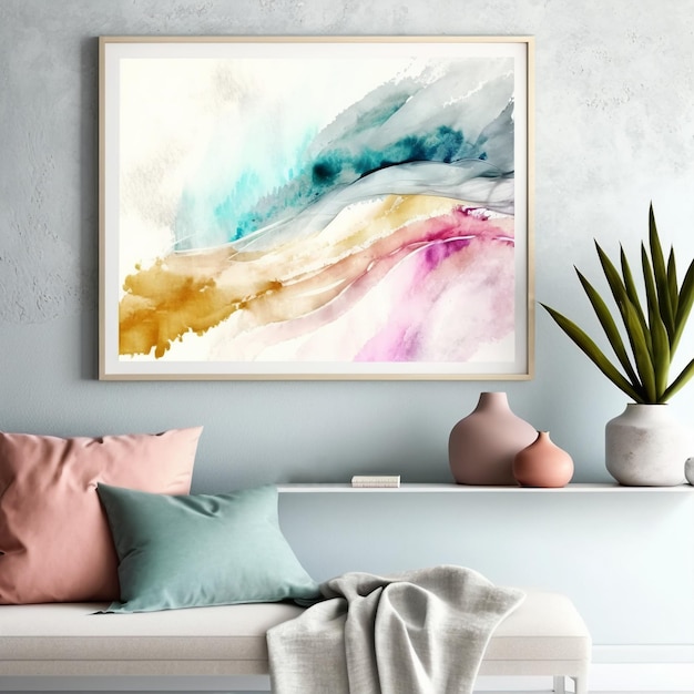 Abstract painting on the wall created with generative AI